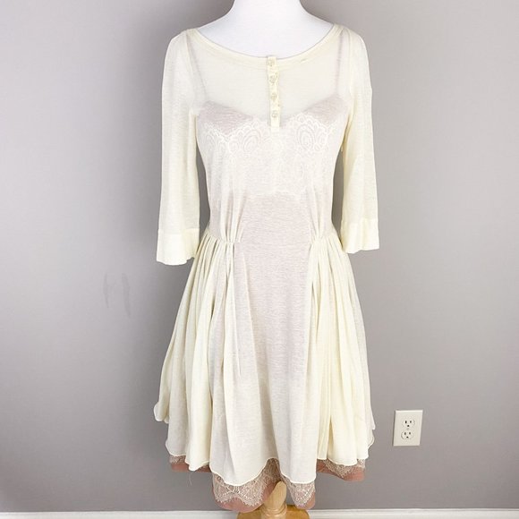 Byron Lars Dresses & Skirts - Byron Lars Bohemian Cream Tan Lace Fit Flare Dress